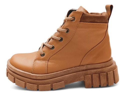 Borcego Bota Moda Bragué Mujer Cuero Veggie Botineta Camel