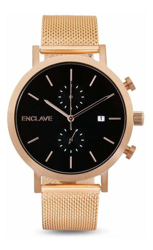 Reloj Hombre Enclave Mfg Co. Chrono Cuarzo Pulso Dorado