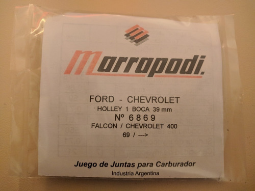 Juego De Juntas De Carburador Ford-chevrolet Holley 1 Boca 