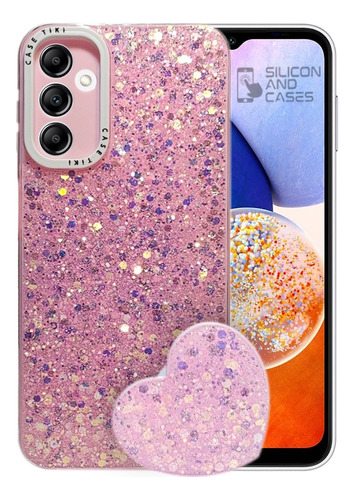 Carcasa Para Samsung A14 Glitter Incluye Pop Socket