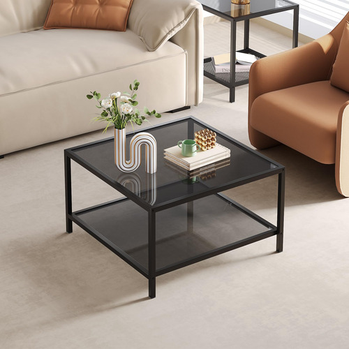 Saygoer Mesa De Centro Moderna De Vidrio De 2 Niveles Con