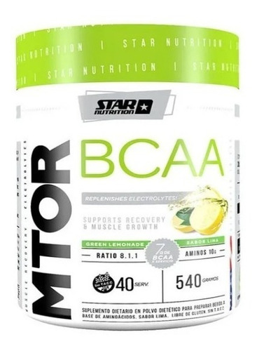 Mtor Bcaa 540 Gr Formula Mejorada Star Nutrition Sabor Green Lemonade