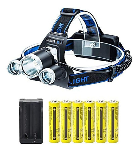 Led Headlamp Flashlight,kit With 6pcs 3.7v High Capac