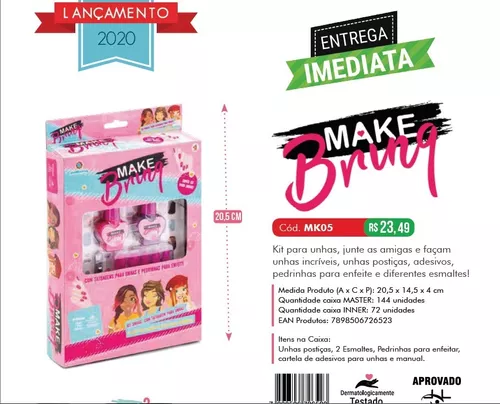 Kit Maquiagem Infantil Polibrinq Unhas Com Tatuagens MK05