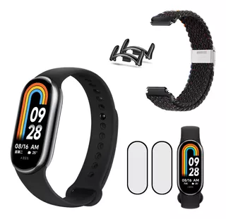 Smartwatch Xiaomi Smart Band Mi Band 8 + 1 Pulseira + 2pelíc Caixa Preta Pulseira Grey | Stylish Black