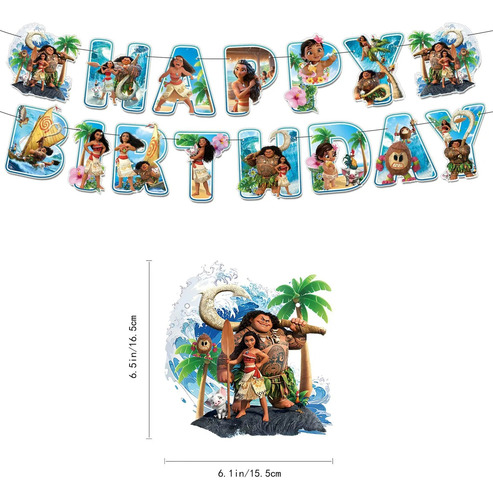 Set Cumpleaños Moana Cotillón Decoración Globos