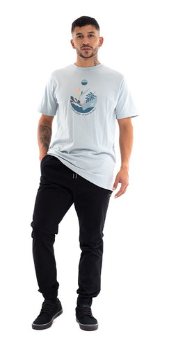 Imagen 6 de 7 de Polera De Hombre Hang Loose In Surf We Trust Celeste