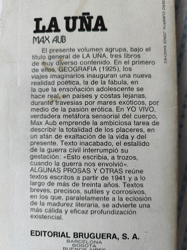 La Uña, Algunas Prosas Y Otras Max Aub (Usado)