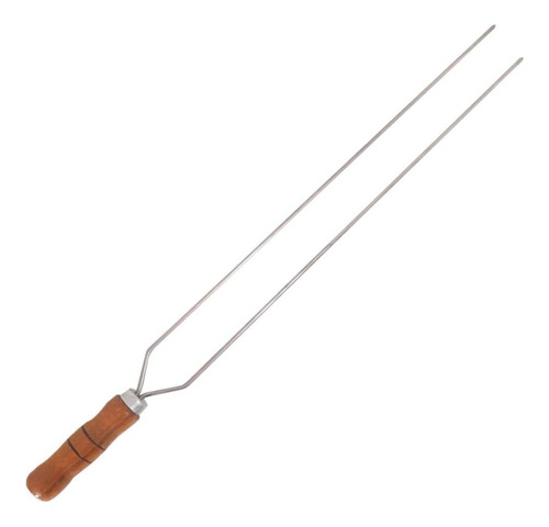 Espeto Duplo 70cm De Inox Com Cabo Madeira - Churrasco