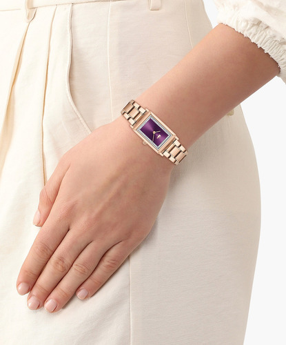 Lacoste Reloj Mujer Catherine 2001405 20.7mm Dorado Fondo Violeta Oscuro