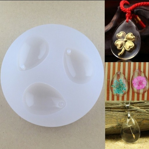 Molde Forma Silicone Sabonete Resina Pingente Gota 3 Cav