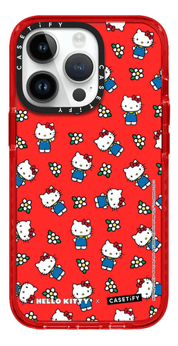 Case iPhone 14 Pro Max Hello Kitty Flower Rojo Transparente