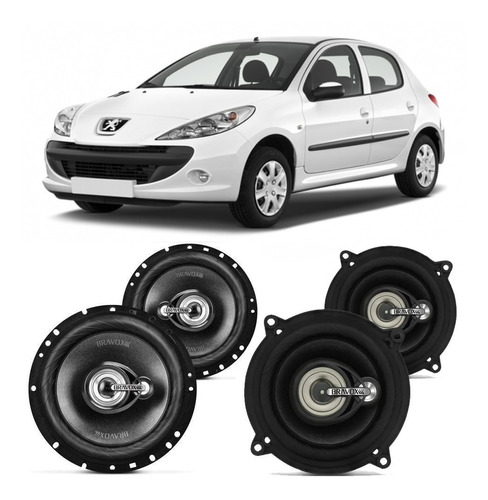 Falante Peugeot 207 2006 A 2014 Bravox 220w Automotivo Kit