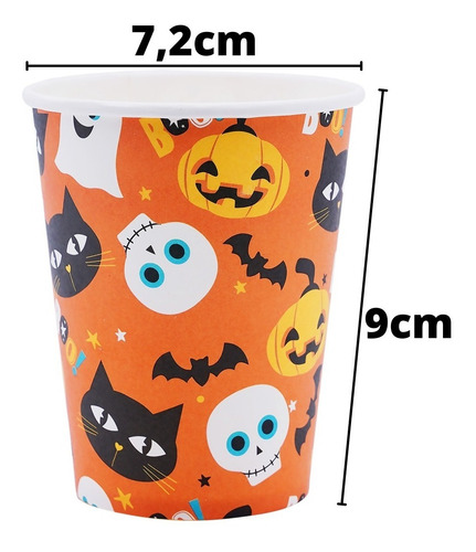 Vasos Polipapel Halloween Fantasma Terror Kit X 6 Unidades Color Naranja