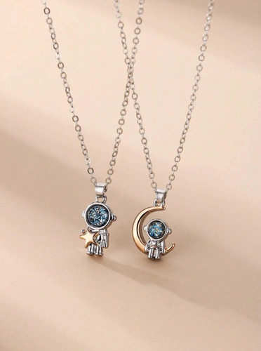 Dúo De Collares Astronautas. Pareja, Amor, Bff, San Valentin