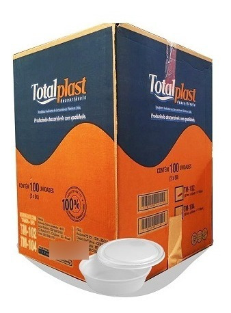 Imagem 5 de 6 de Marmitex Isopor Redonda 750ml Com Tampa Com 200