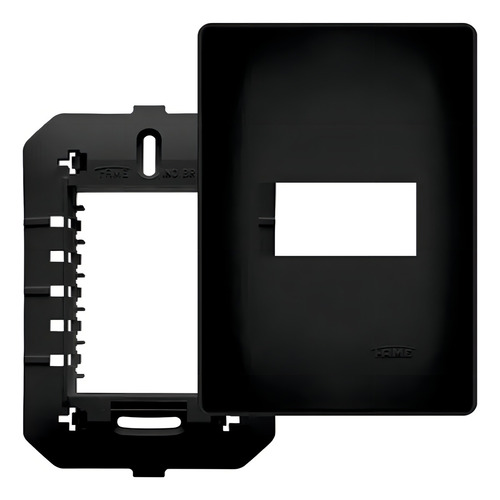 Conjunto Placa 4x2 + Módulo Tomada Rede Rj45 Habitat Black Cor Preto