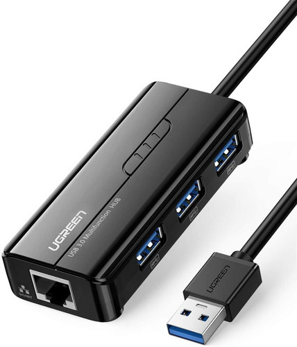 Hub 3 Portas Usb 3.0 Rede Rj45 Gigabit 10/100/1000 Ugreen