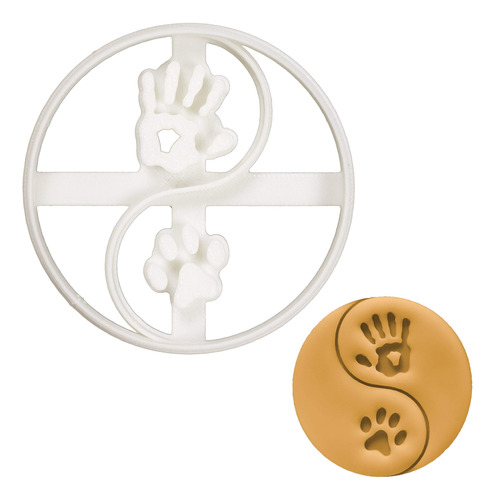 Cortador De Galletas Yin Yang Dog Paw Print Y Human Hand - B