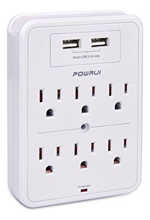 Powrui Protector Sobretension Cargador Pared Usb 2 Smart Gf