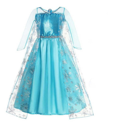 Disfraz Talla Única Para Niñas Vestido De Princesa Elsa