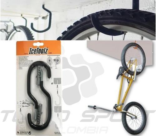 Imagen 2 de 9 de Gancho Colgar Bicicleta Pared Ó Techo Soporte Organizador