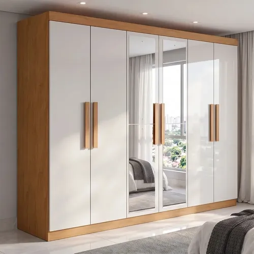 Móveis Lopas Guarda-roupa Casal 6 Portas Easy Slim Com Espelho