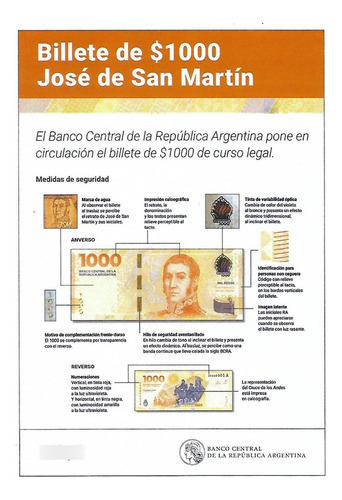 Nuevo Billete 1000 Pesos San Martin Sin Circular Palermo