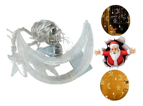 comprar Luces Navidad Cortina Estrellas Y Lunas Blanco Calido 3.7m