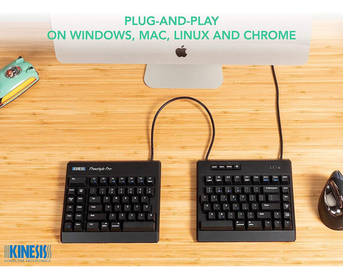 Teclado Mecánico Dividido, Ergonómico De Pc | Negro, Cherry
