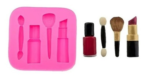 Molde Silicona Set Maquillaje X4  Pasta Goma, Porcelana Fría