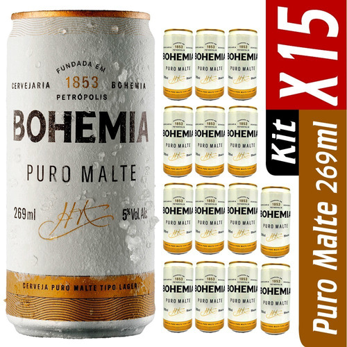 Cerveja Bohemia Lata 269ml Pack Com 15 Unidades