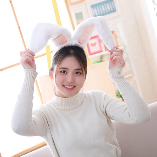 Diadema Con Orejas De Conejo De Peluche, Accesorios Blanco