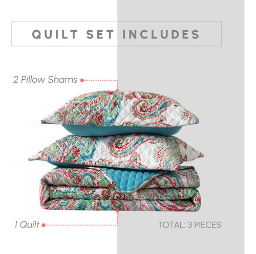 Juego De Colcha Reversible De 3 Piezas Individual Xl Lujo