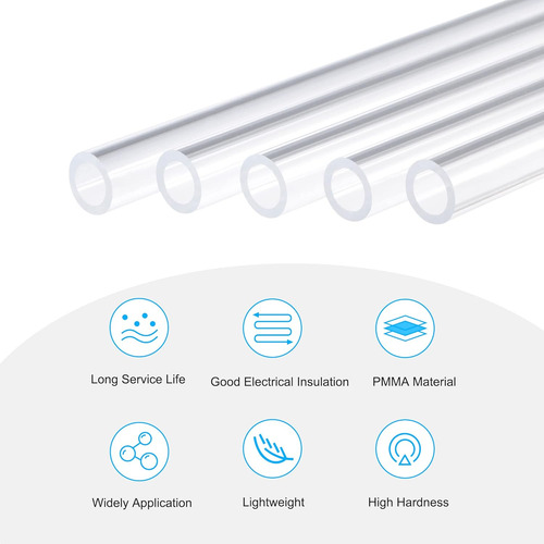 Tubo Acrílico Rígido Transparente 5/16 Id 1/2 Od 6 PuLG X5