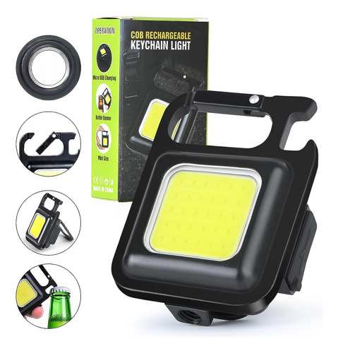 Linterna Led 3en1 Cob Llavero Gancho Destapador Recargable 