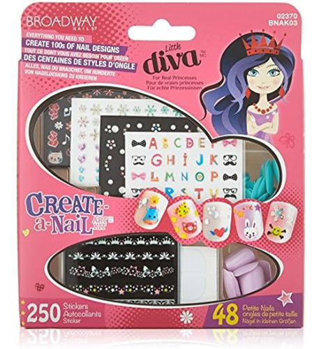 Productos De Kiss Broadway Little Diva Nail Art Kit, 0.07 Li