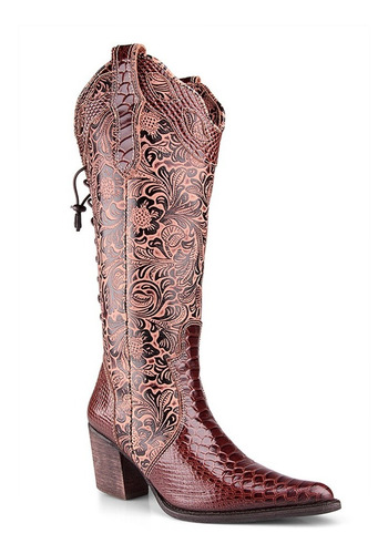 Bota Texana Bico Fino Anaconda Floral