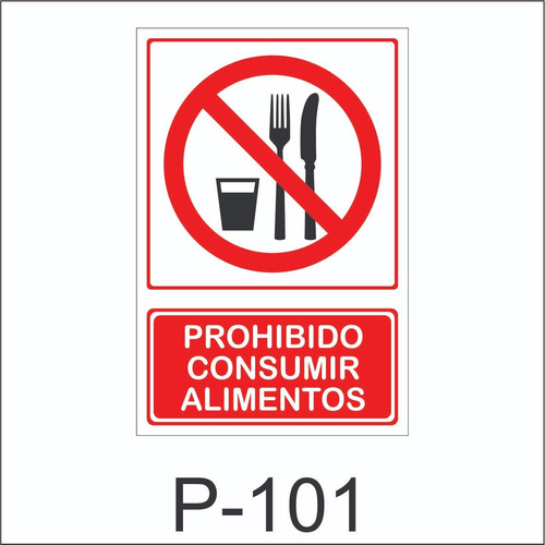 Cartel Señaletica  Prohibido Consumir Alimentos   Comercios 