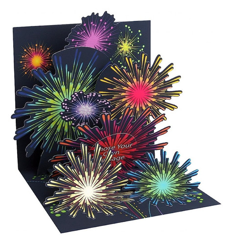 Tarjeta De Felicitación 3d - Celebración De Fuegos Artificia