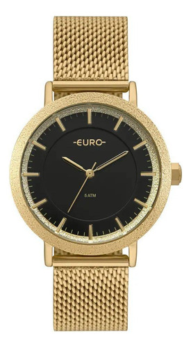 Relógio Euro Construções - Eu2039jm/4p Cor da correia Dourado Cor do bisel Dourado Cor do fundo Preto