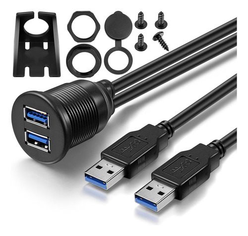 Soporte Para Auto Con 2 Puertos Dual Usb 3.0 Macho A Cable D