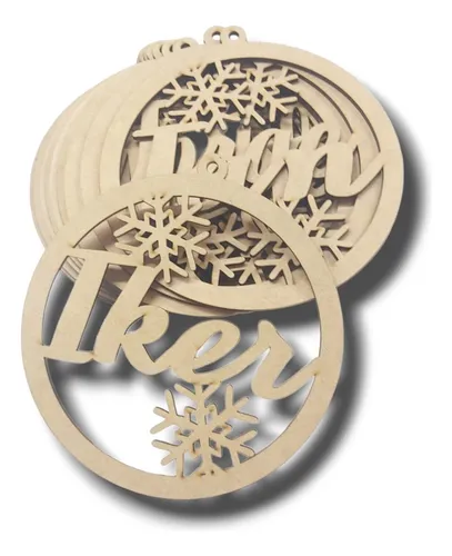 comprar Esferas Docena Personalizadas Madera Nombre Árbol Navidad Ch