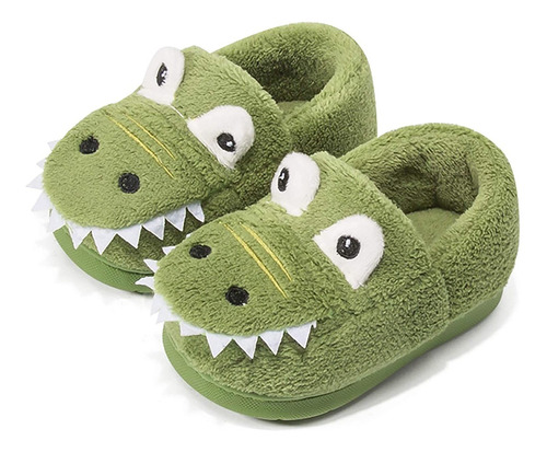 Zapatillas De Casa Para Niños Con Forro De Dinosaurio