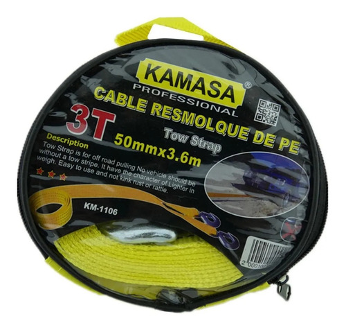 Cable Remolque Para Auto 3 Toneladas 50mm X 3.6m Kamasa