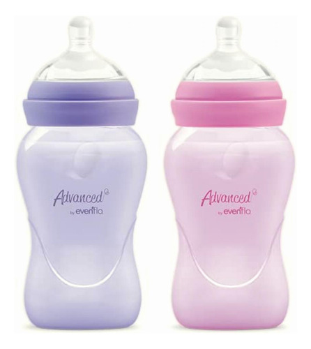 Advanced By Evenflo, Biberón Niña, Rosa/morado 2pz