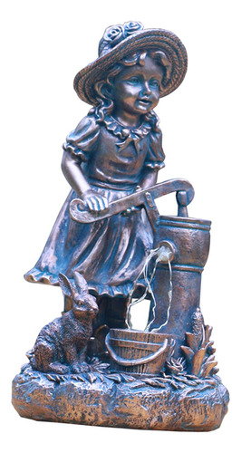 Figura De Niña Pequeña De Jardín, Con Adorno De Césped