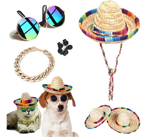 Sombrero Para Perro, Mini Sombrero Mexicano, Gafas De Sol Cl