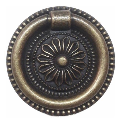 Tirador Manija Argolla Flor Bronce 47mm