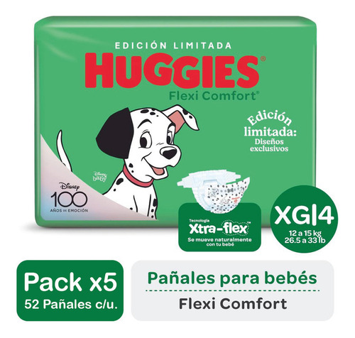 Pañales Huggies Flexi Comfort Extra Grande (xg) 52un Pack X5